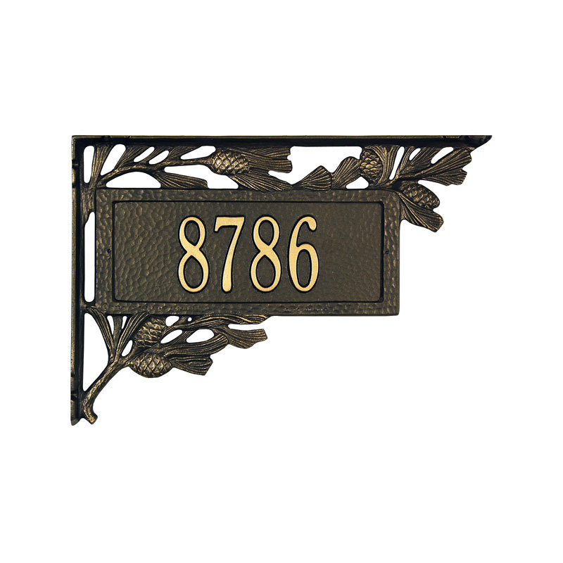 Pinecone 1-Line Hanging Sign, Bronze and Gold, Yes