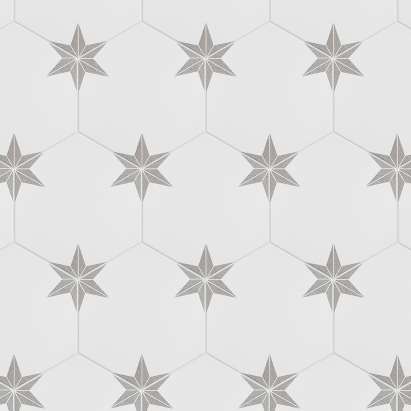 Carreau de porcelaine à motif hexagonal 9 po x 10 po Stella, Argent