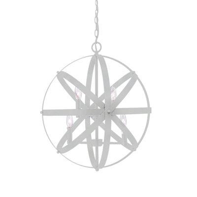 4-Light Chrome Iron Cage Chandelier