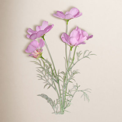 Pink Silk Decorative Artificial Cosmos(Pack of 1 Branch)