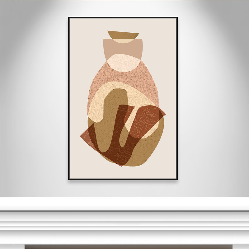 Mid Century Boho 4 - Toile à cadre flottant, Toile encadrée noire, H 61,5 po x l 41,5 po x P 2 po