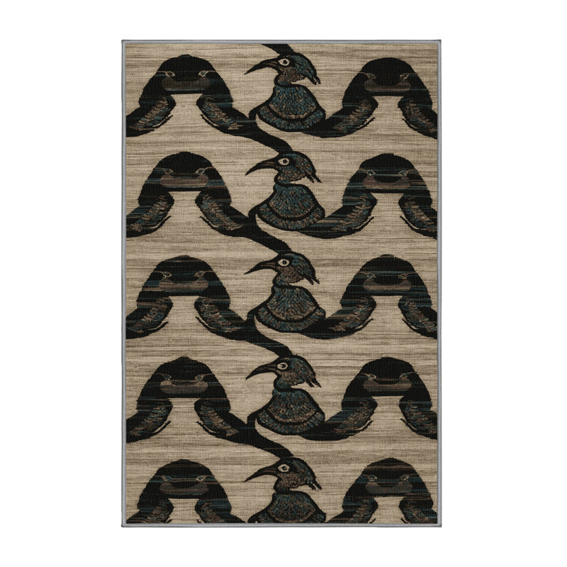 Washable Hadada Ibis Birds Area Rug, Runner 2' x 5'