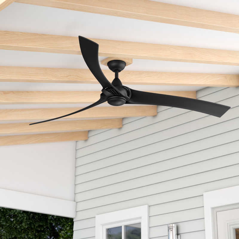 Ventilateur de plafond hélice à DEL à 3 pales de 62 po avec télécommande et ensemble d'éclairage inclus Burwell, Noir mat