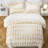  7-Piece Queen Size Metallic Geometric Comforter Set, Modern Gold Foil Chevron Bedding on White, All-Season Microfiber Bed in a Bag with Sheets and Pillow Shams-113728239-113728243