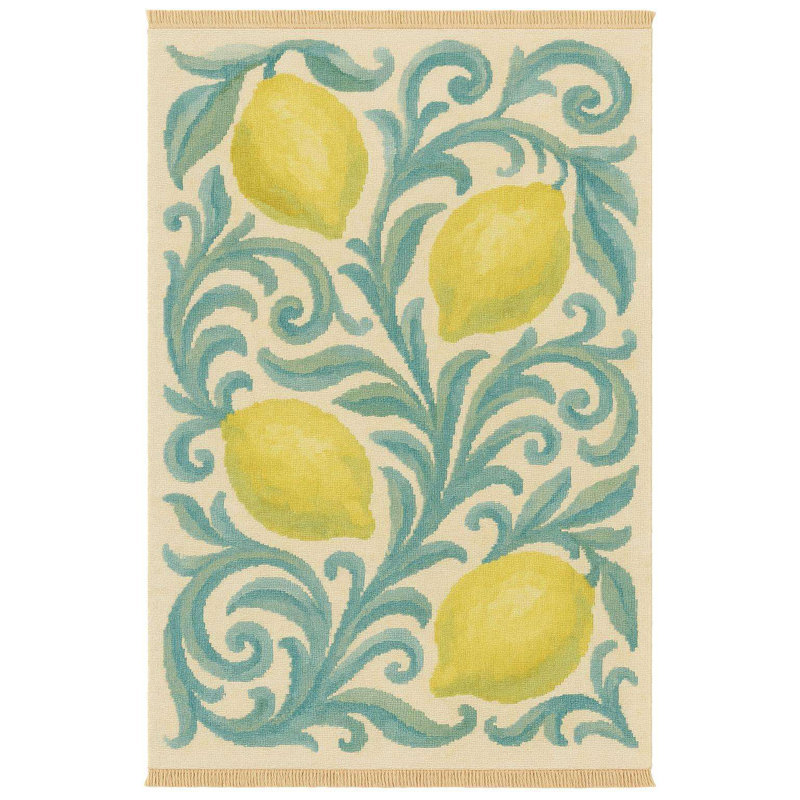 Coastal Citrus Scroll Kitchen Mat