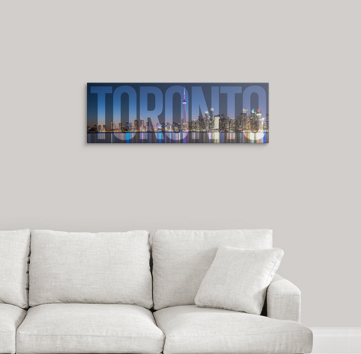 'Toronto, Transparent Overlay' Impression D'art Graphique, 12" H x 36" L x 1,5" D, Toile