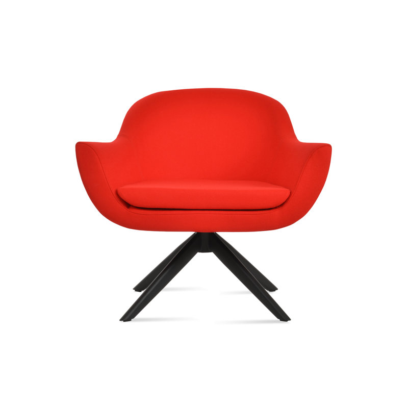 Fauteuil pivotant rembourré Madison, Noir, Laine rouge bonbon pomme