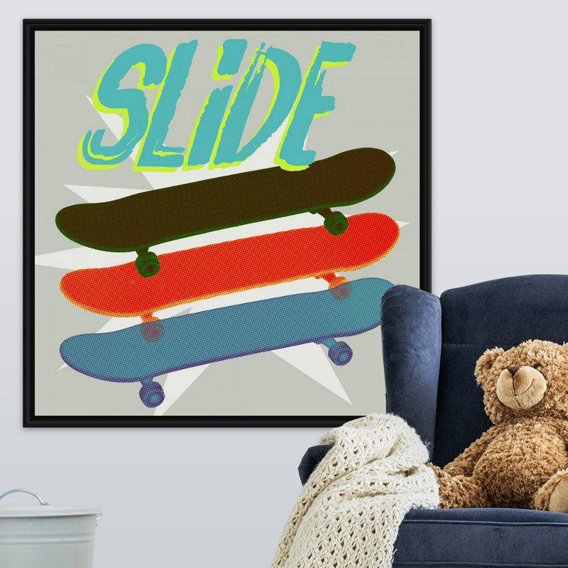 Art sur toile sk8r ii Sieber, Cadre flottant noir, H 30 po x l 30 po x P 1,75 po