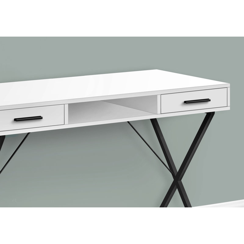 Bureau d'ordinateur, bureau personnel, ordinateur portable, installation à gauche, à droite, tiroirs de rangement, L 42 po, stratifié de travail, métal, contemporain, moderne