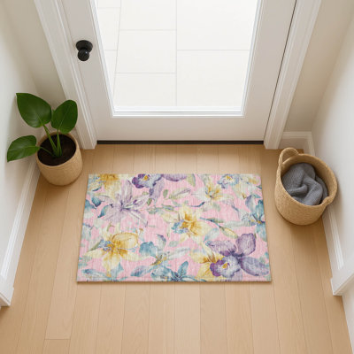 Machine Washable Indoor/Outdoor Millner ACN2262 Floral Rug