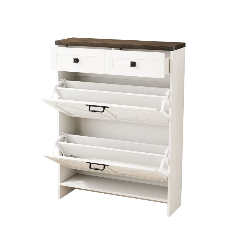 16 Pair Flip Down Shoe Storage, White
