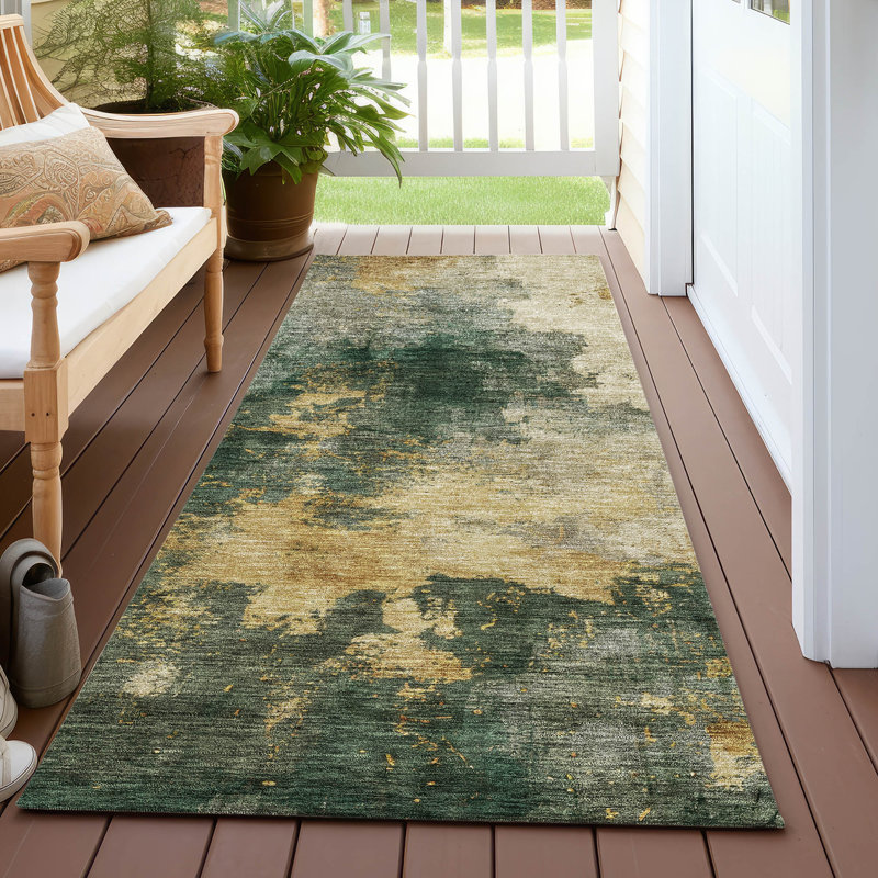 Tapis d'intérieur / extérieur vert Fibra , 2 pi 3 po x 7 pi 6 po