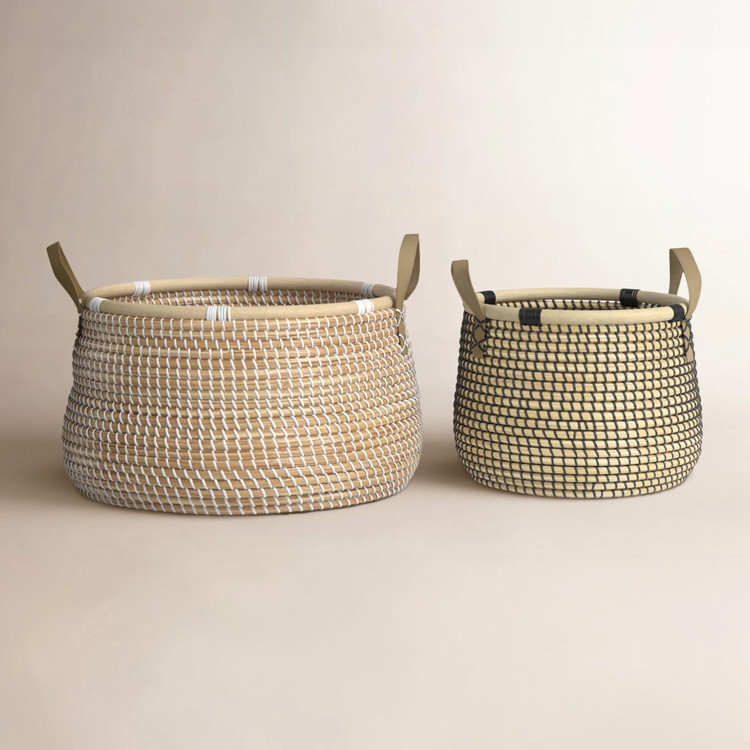 Banana Leaf Handmade Decorative and Functional Storage Basket with Handles Joss & Main