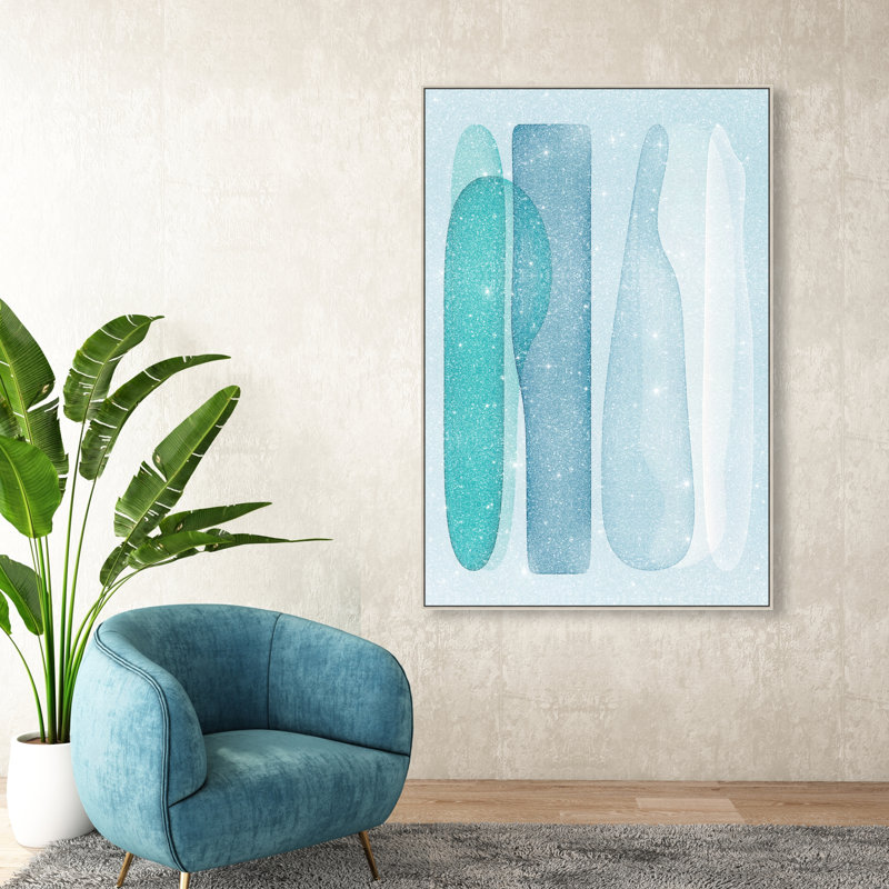 Glacier Fragments Canvas Abstract Print by Oliver Gal, Black Frame, 10 x 15, 25"H x 17"W, Silver Floater Frame