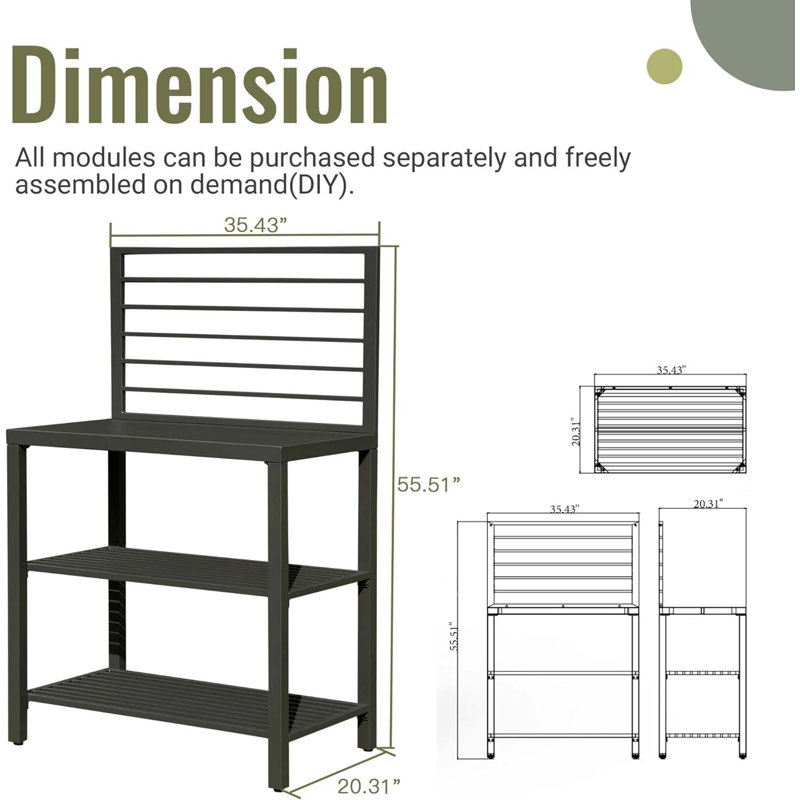 Outdoor Kitchen Island With Storage, Aluminum Kitchen Storage Island Kitchen Food Prep Table With Double Storage Rack, Freestanding Bar Center With Protective Cover Indoor Outdoor