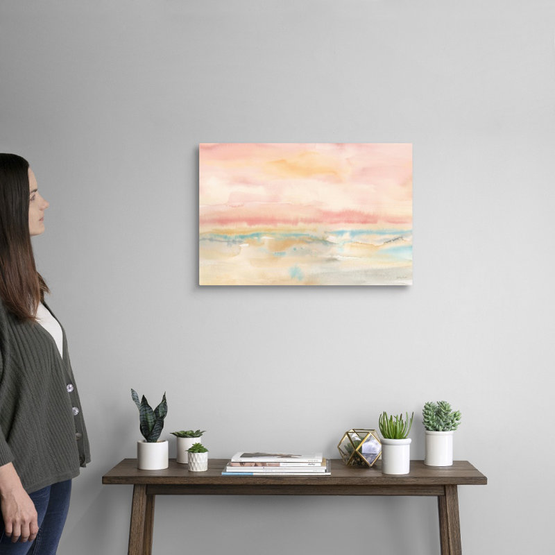Reproduction d’art sur toile « blush Seascape » par Cynthia Coulter, H 16 po x l 24 po x P 1,25 po, Toile tendue