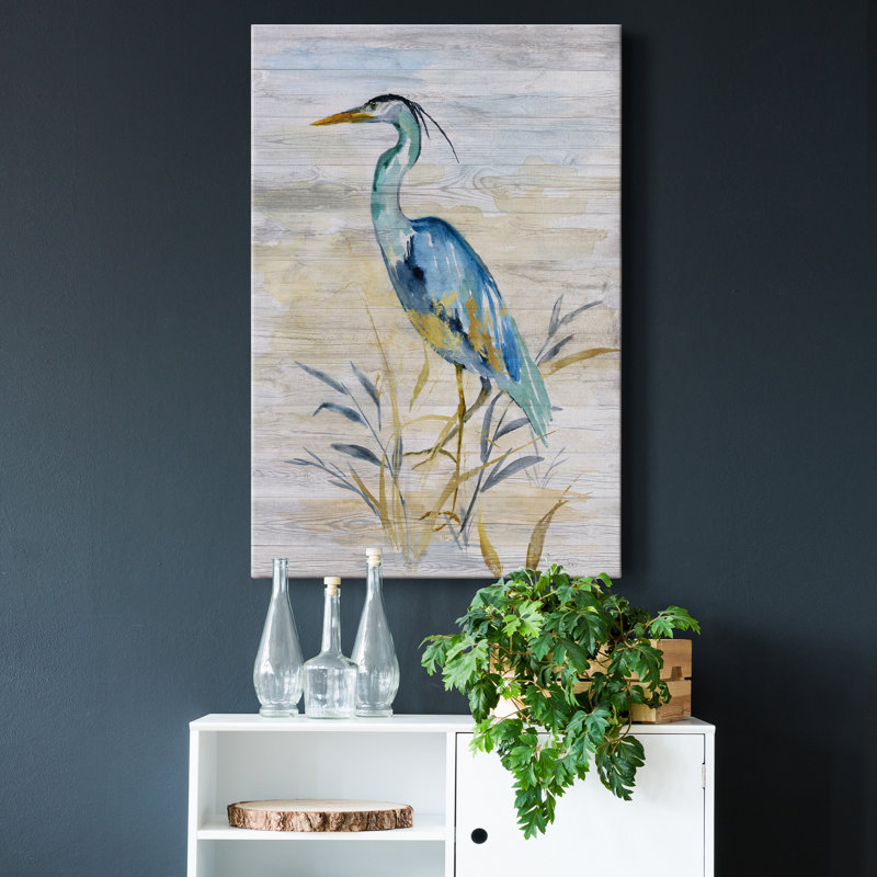 " Blue Heron II ", 48" H x 32" W x 1" D, Wrapped Canvas, No Mat