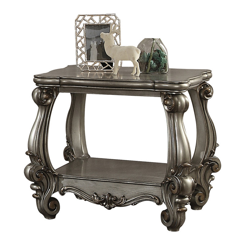 Platinum End Table With Bottom Shelf
