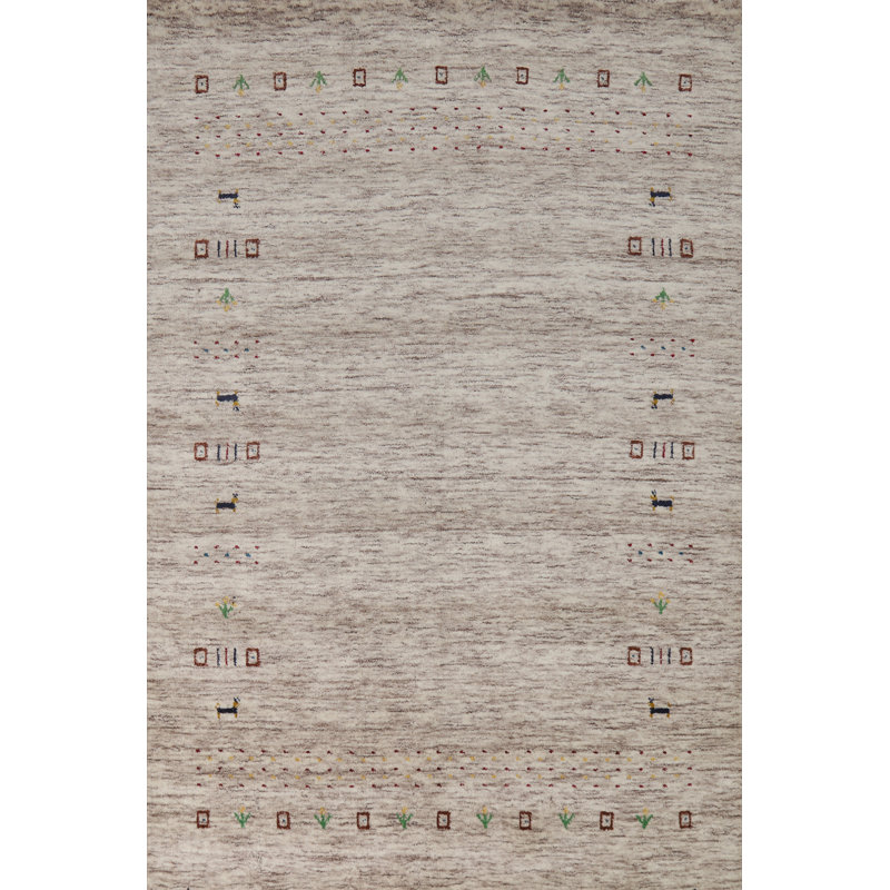 Tapis indien rayé fabriqué à la main Gabbeh 4 x 6