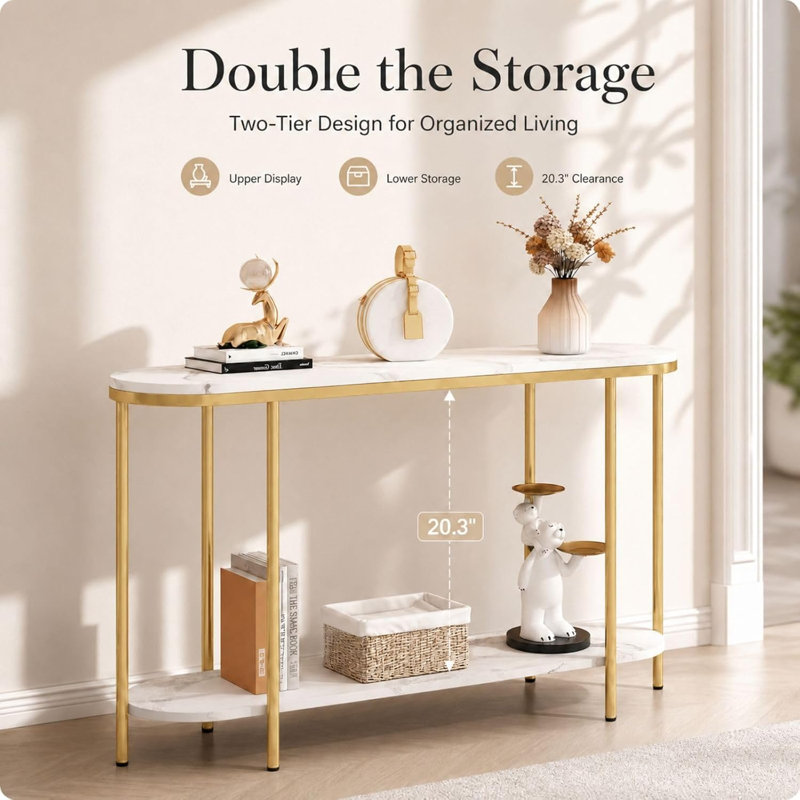 Modern Gold Marble Console Entryway Table