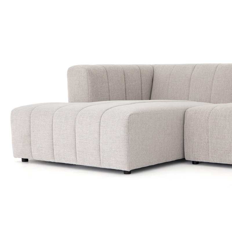 Langham 157" Wide Symmetrical Modular Sectional, Beige Polyester, Left Hand Facing
