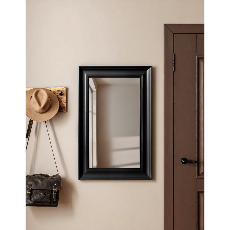 Wood Flat Wall Mirror, Black