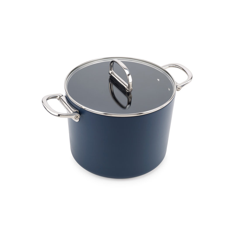 Joseph Joseph Space Ceramic Non-Stick 8.5 Qt. Stock Pot with Folding Handles and Lid