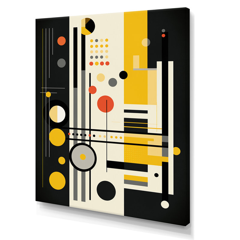 «Paradise Of Sound Retro Abstract Yellow Black I», reproduction sur toile géométrique moderne, H 40 po x l 30 po x P 1,5 po