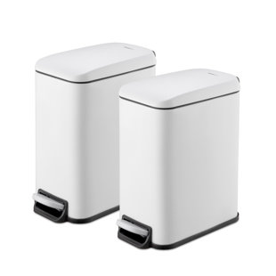 Qualiazero 1.3 Gallon Slim Stainless Steel Bathroom Trash Can (Ensemble de 2)