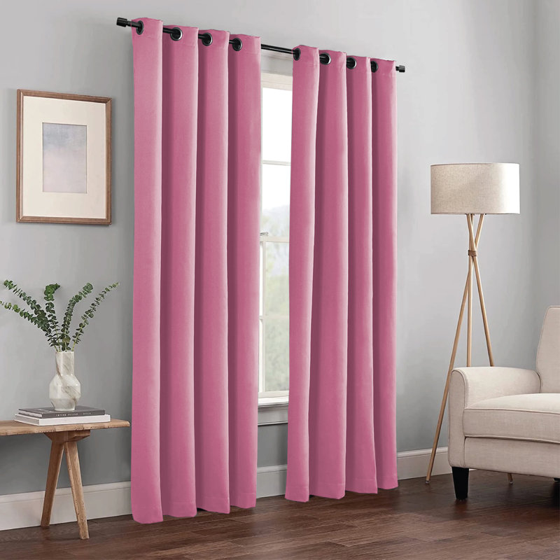 Frasco Blackout Curtain Pair, 228.6cm Width x 137.16cm Drop, Pink