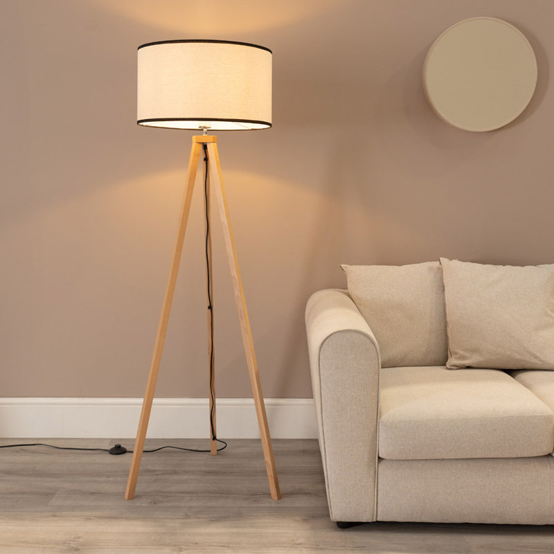 Carrizal 148cm Tripod Floor Lamp, No, Natural/Black