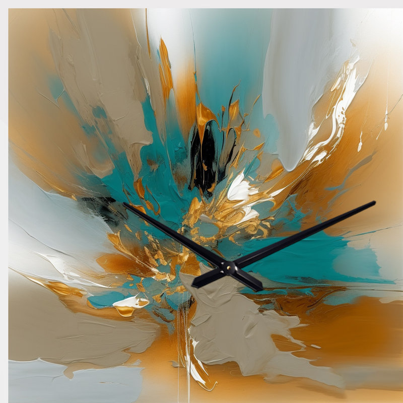 Horloge murale asymétrique en métal or et turquoise, or et turquoise, Grand