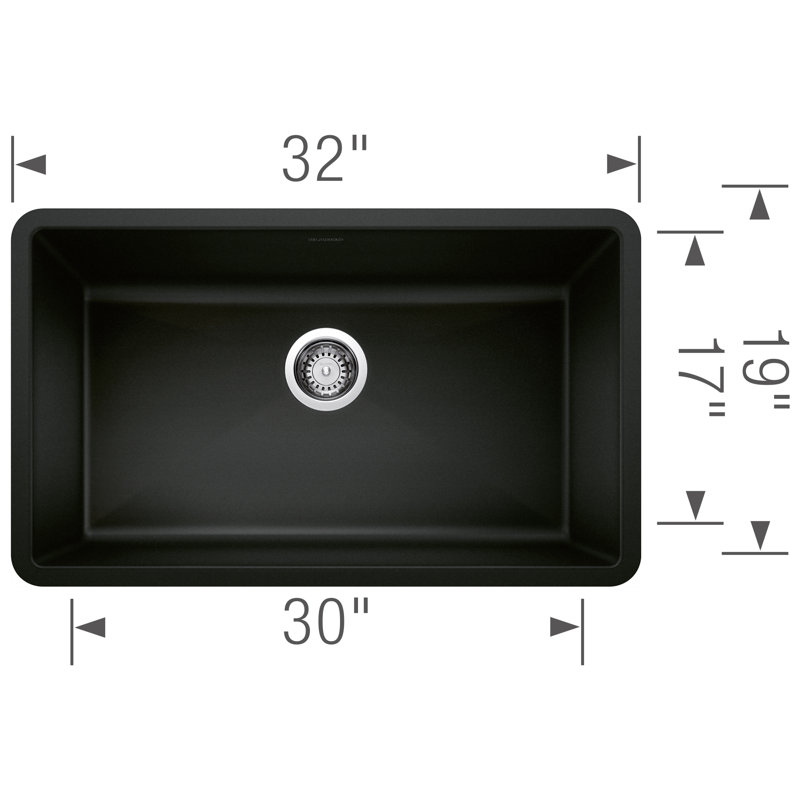 Precis SILGRANIT 32" Super Single Undermount Kitchen Sink - Coal Black, Coal Black