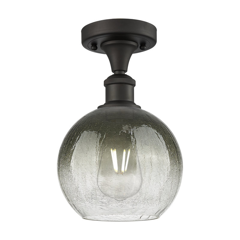 Appleton Rattan Semi Flush Mount, Gris / bronze huilé