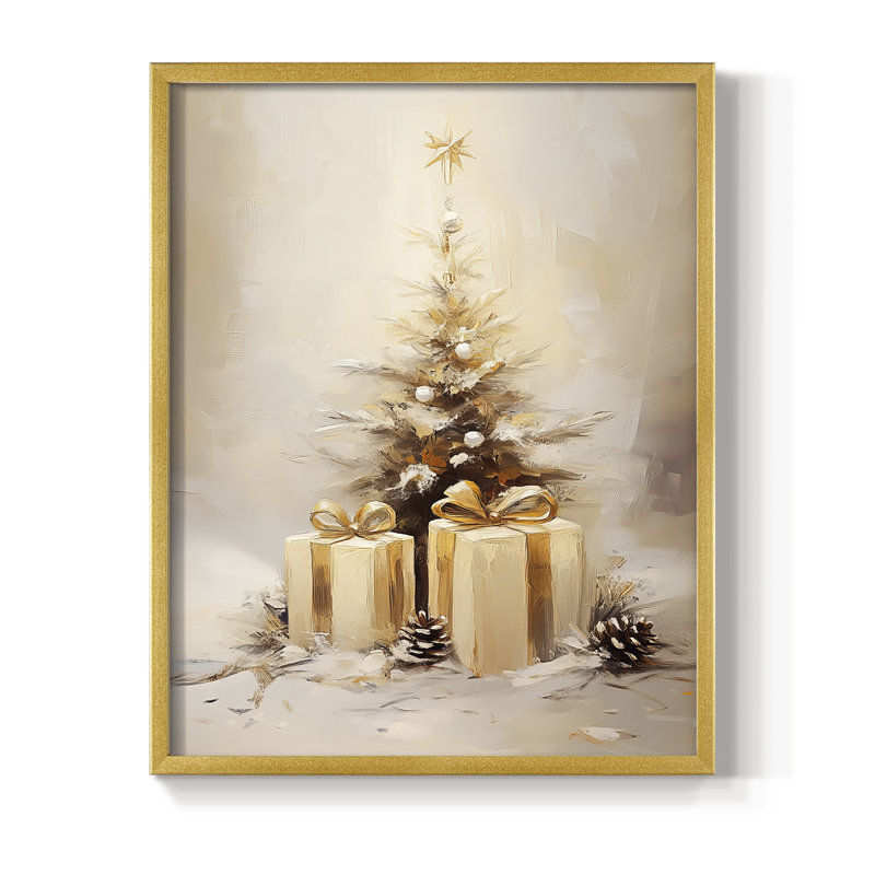 «Christmas Holiday Art», série 2-C XXVII, reproduction encadrée - bois massif, H 30 po x l 24 po, Doré