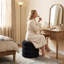 Repose-pieds rond avec rangement en velours / lin Leiani-92576539