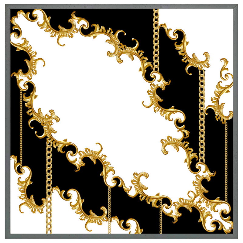 Ashantee Baroque - Single Picture Frame Print, 31cm H x 31cm W x 4cm D, Grey Framed