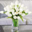 20 pièces de tulipes artificielles blanches