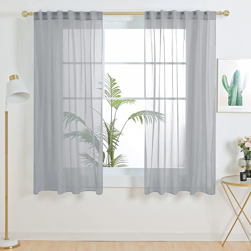 Sheer Curtain Panel Pair, 52" W x 63" L, Vanilla