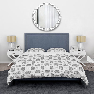 Purnima Hippie Camper And Love Sign - Modern Duvet Cover Set - Microfiber Polyester