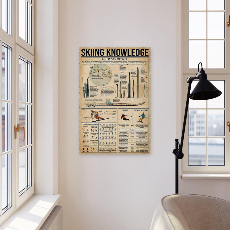 «Skiing Connaissances», reproduction d'art graphique sur toile tendue, H 20 po x l 16 po x P 1,25 po