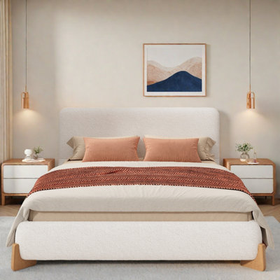 Bhopal Elegant Bed With Wood Feet And Comfortable Fabric by Latitude Run