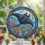 Panneau de vitrail Manta Ray - 7,8 H-1062606420