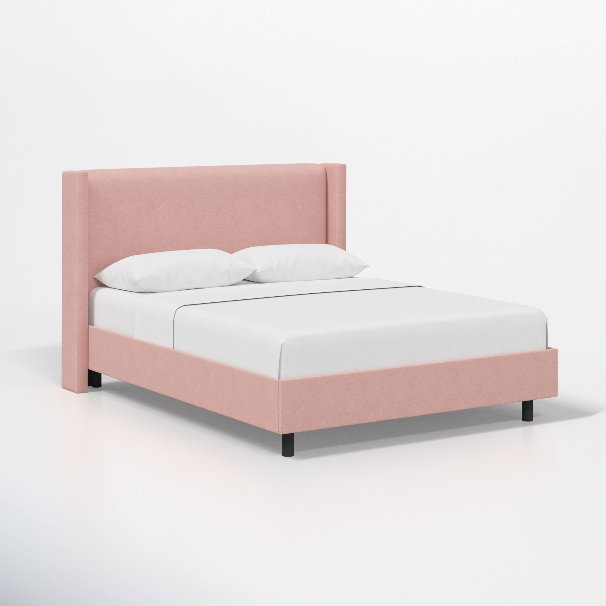 Hanson Upholstered Wingback Platform Bed, Classic Blush Linen, California King