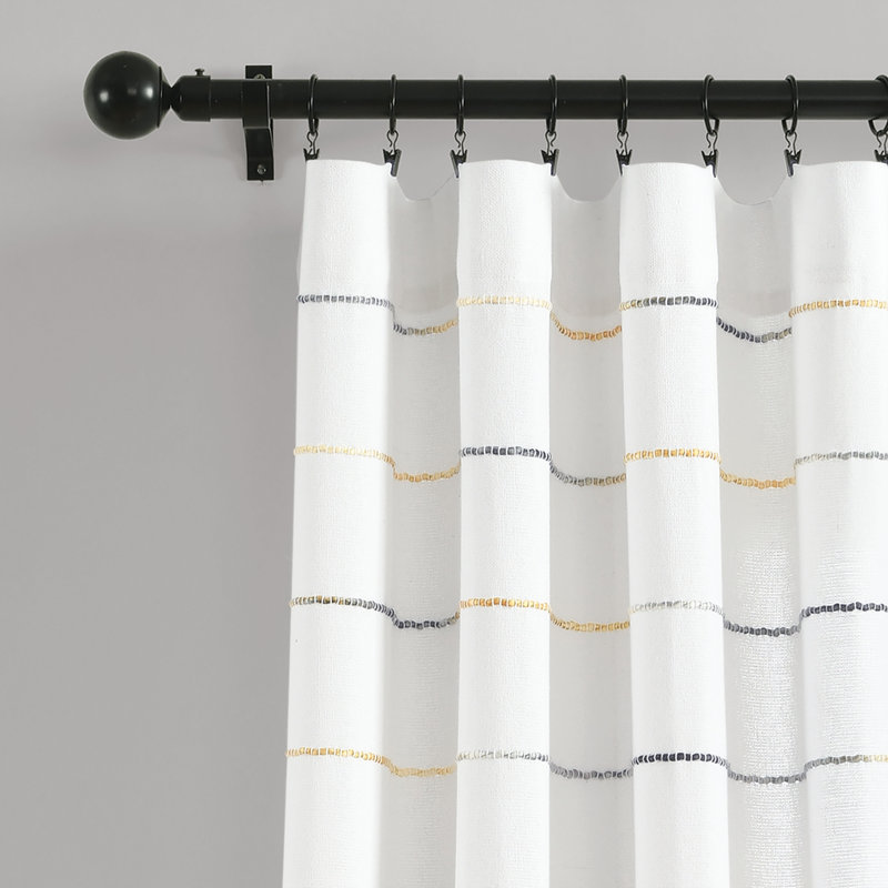 Paire de rideaux semi-transparents Reyna, l 40 po x L 108 po, Jaune/gris