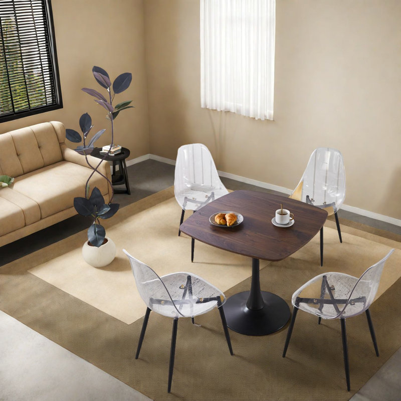 Ensemble de table de salle à manger durable et peu encombrant avec plateau en MDF et pieds en métal