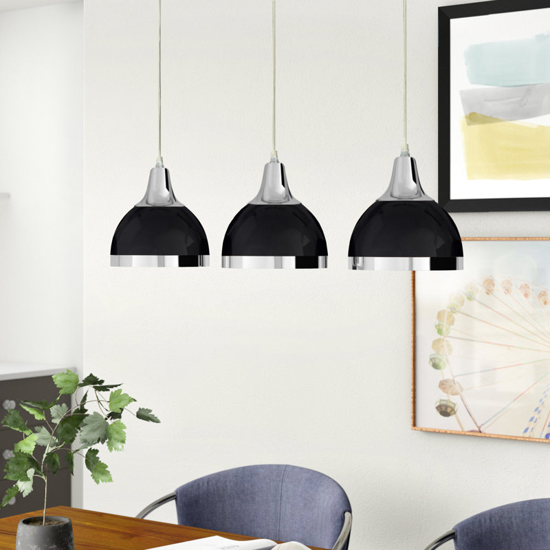Kaylynn 3 - Light Chrome Kitchen Island Pendant, Black