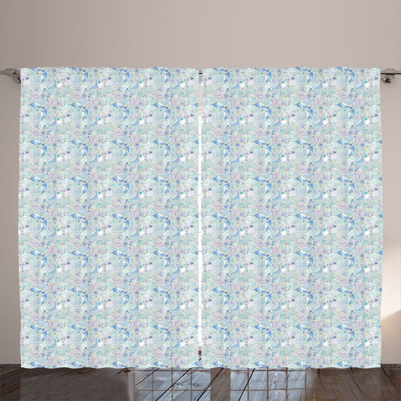 Rustic curtain, seaurchind starfish, multi -colored