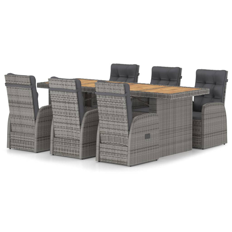 Ensemble repas 8 personnes avec coussins Finisheo, Solid + Manufactured Wood, Noir, 6
