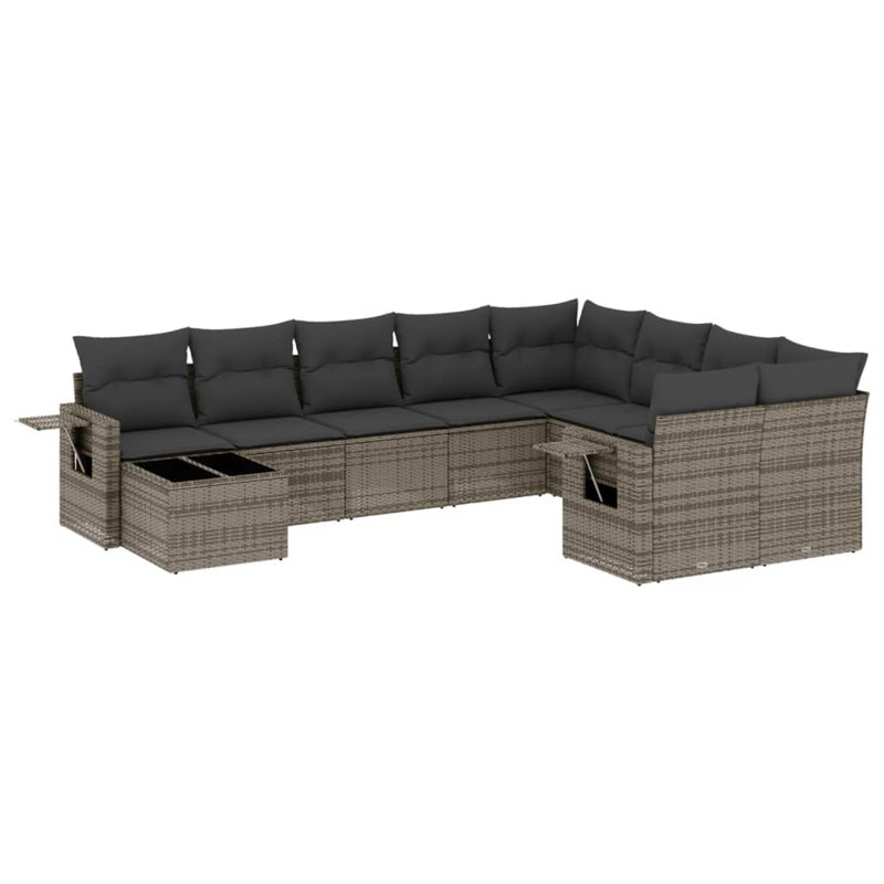 Ensemble de canapé de jardin en rotin PE gris 10 pièces Vidaxl
